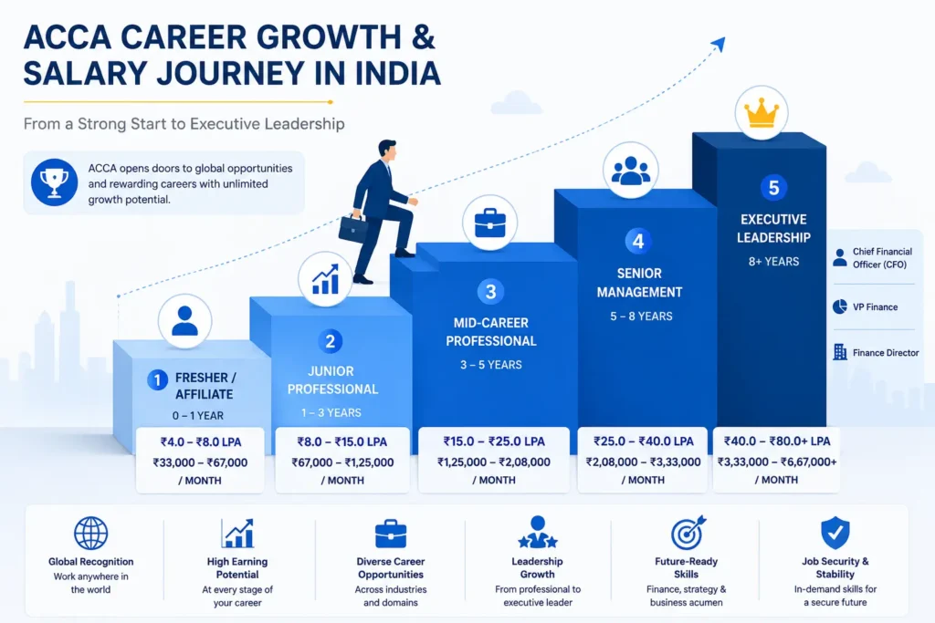 ACCA salary growth and career progression from fresher to CFO in India