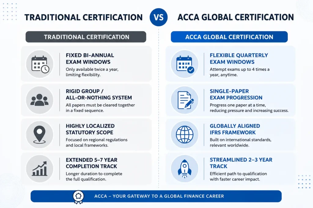 ACCA global certification vs traditional regional accounting certification comparison